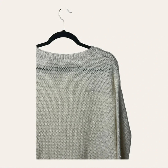 1240. NORDSTROM SIGNATURE CASHMERE/ALPACA/WOOL SWEATER SIZE SMALL CREAM/SEQUINS - Picture 7 of 10